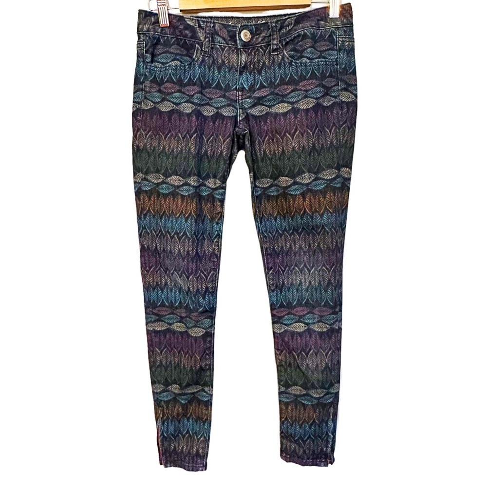 American Eagle Fair Isle Nordic Boho Festival Indie Skinny Jeans Zipper Ankle 4